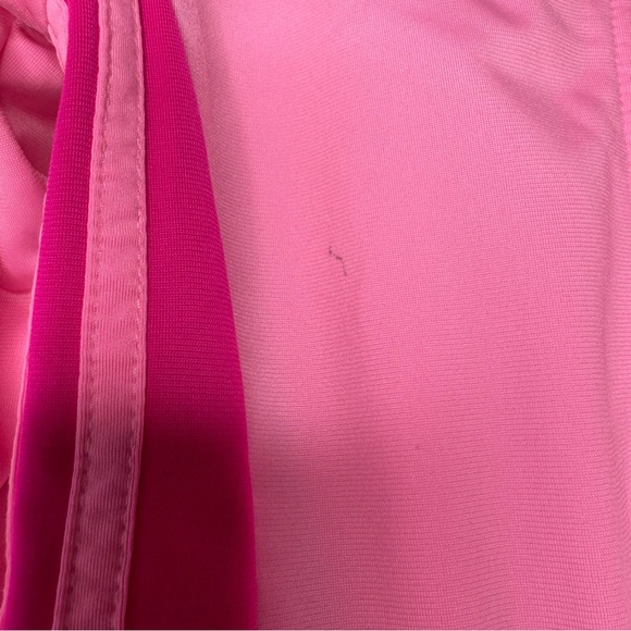 Adidas sweater zip up ruffle frilly bottom neon pink track jacket striped - Picture 6 of 6